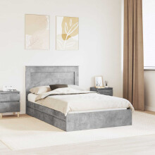 Berkfield Storage Bed Concrete Grey 135 x 190 cm Engineered Wood