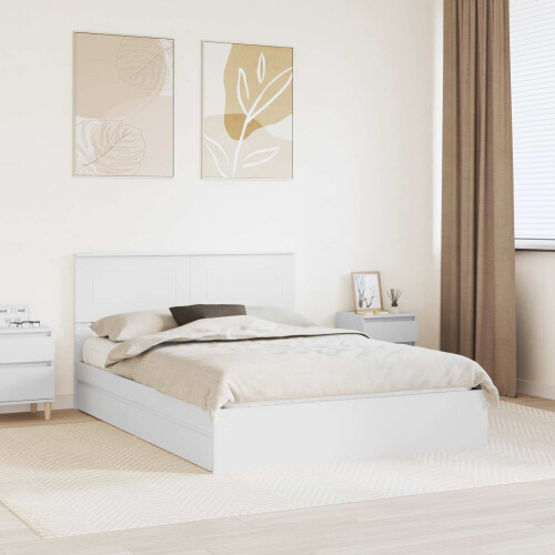 Berkfield Storage Bed with Headboard White 140 x 190 cm Engineered Wood