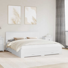 Berkfield Bed Frame with Headboard White 180 x 200 cm Engineered Wood