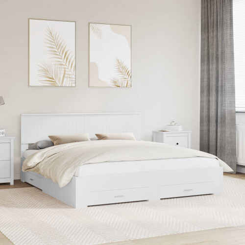 Berkfield Bed Frame with Headboard White 180 x 200 cm Engineered Wood