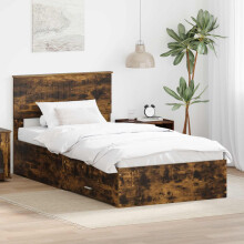 Berkfield Bed Frame with Drawer Smoked Oak 100 x 200 cm Engineered Wood