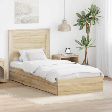 Berkfield Storage Bed with Drawer Sonoma Oak 75 x 190 cm Engineered Wood
