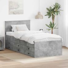 Berkfield Daybed Concrete Grey and Black 70 x 190 cm Engineered Wood