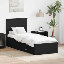 Berkfield Bed Frame Black and Silver 75 x 190 cm Engineered Wood