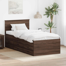 Berkfield Daybed Manual Brown Oak and Black 75 x 190 cm Engineered Wood