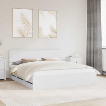 Berkfield Bed Frame with Drawer White 180 x 200 cm Engineer Wood