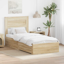 Berkfield Bed Frame Sonoma Oak and Silver 75 x 190 cm Engineered Wood