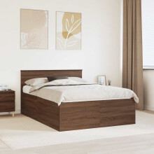 Berkfield Bed Frame with Headboard Brown Oak 150 x 200 cm Engineered Wood