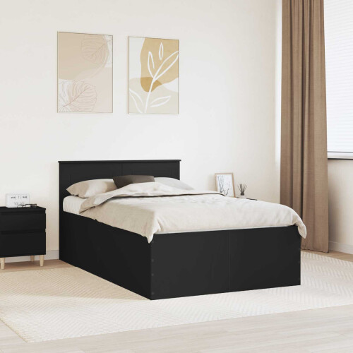 Berkfield Bed Frame with Headboard Black 135 x 190 cm Engineered Wood