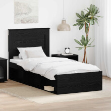 Berkfield Bed Frame with Headboard Black 90 x 190 cm Solid Pine Wood