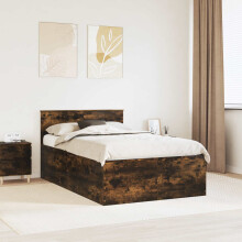Berkfield Bed Frame Smoked Oak 120 x 190 cm Engineered Wood
