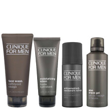 Clinique Set: Mens Face Wash 200ml Moisturizing Lotion 100ml Antiperspirant Roll-On & Shave Gel