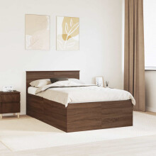 Berkfield Bed Frame with Headboard Brown Oak 120 x 190 cm Engineered Wood