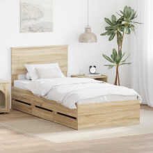 Berkfield Bed Frame with Drawer Sonoma Oak 75 x 190 cm Engineer Wood