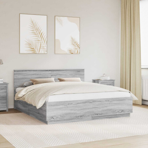 Berkfield Bed Frame Grey Sonoma 200 x 200 cm Engineered Wood