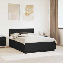 Berkfield Bed Frame with Headboard Black 150 x 200 cm Engineered Wood