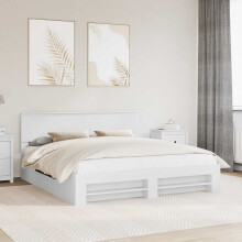 Berkfield Bed Frame with Headboard White 180 x 200 cm Engineered Wood