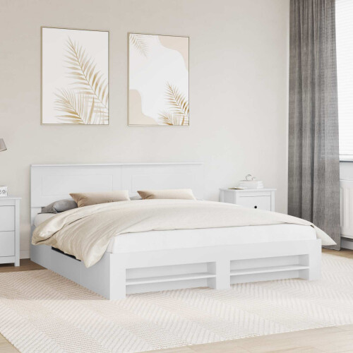 Berkfield Bed Frame with Headboard White 180 x 200 cm Engineered Wood