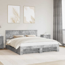 Berkfield Bed Frame Concrete Grey 200 x 200 cm Engineered Wood