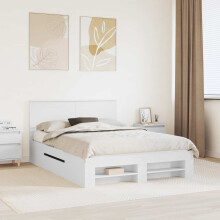 Berkfield Bed Frame with Headboard White 150 x 200 cm Engineered Wood
