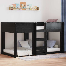 Berkfield Bunk Bed for Kids Black Oak 75 x 190 cm Engineered Wood