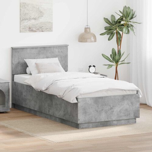 Berkfield Bed Frame Concrete Grey 70 x 190 cm Engineered Wood