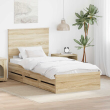 Berkfield Bed Frame with Drawer Sonoma Oak 75 x 190 cm Engineer Wood