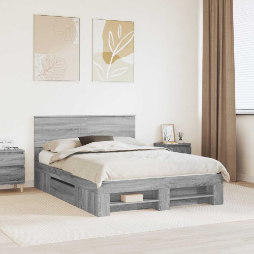Berkfield Bed Frame Grey Sonoma 140 x 200 cm Engineered Wood