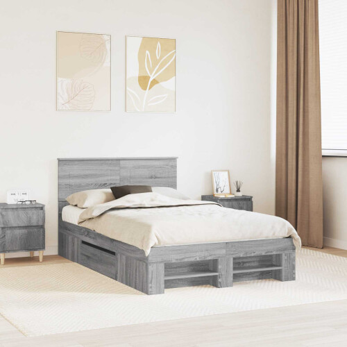 Berkfield Bed Frame Grey Sonoma 120 x 200 cm Engineered Wood