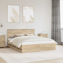 Berkfield Bed Frame with Drawer Sonoma Oak 160 x 200 cm Engineer Wood