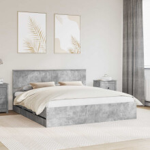 Berkfield Bed Frame with Drawer Concrete Grey 180 x 200 cm Engineer Wood