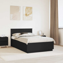 Berkfield Bed Frame with Headboard Black 120 x 190 cm Engineered Wood