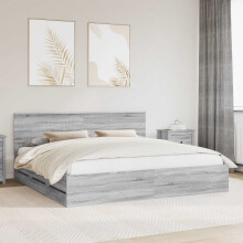Berkfield Bed Frame with Drawer Grey Sonoma 200 x 200 cm Engineer Wood