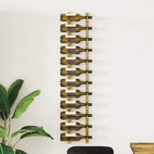Berkfield Wall Mounted Wine Rack for 12 Bottles Gold Iron