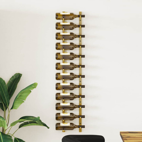 Berkfield Wall Mounted Wine Rack for 12 Bottles Gold Iron