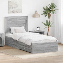 Berkfield Bed Frame Grey Sonoma and Silver 75 x 190 cm Engineered Wood