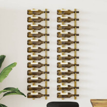 Berkfield Wall Mounted Wine Rack for 12 Bottles 2 pcs Gold Iron
