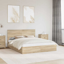 Berkfield Storage Bed with Drawer Sonoma Oak 160 x 200 cm Engineered Wood