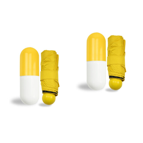 2Pcs Lightweight Windproof Compact Umbrella Yellow with Capsule Case 2