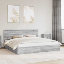 Berkfield Storage Bed Grey Sonoma 200 x 200 cm Engineered Wood