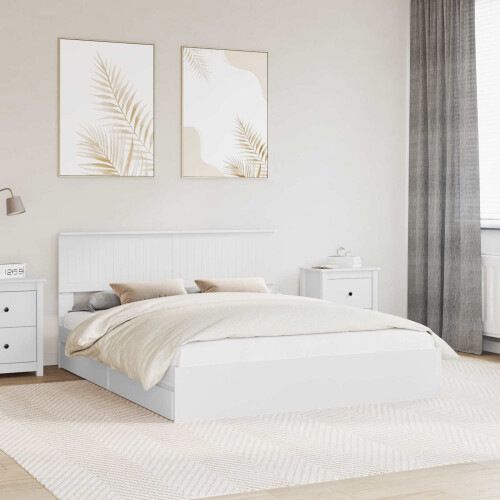 Berkfield Storage Bed with Headboard White 160 x 200 cm Engineered Wood
