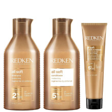 Redken Trio: All Soft Shampoo 300ml, Conditioner 300ml & Leave-In Treatment 150ml