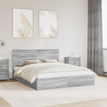 Berkfield Storage Bed Grey Sonoma 160 x 200 cm Engineered Wood