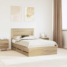 Berkfield Bed Frame with Drawer Sonoma Oak 120 x 190 cm Engineer Wood