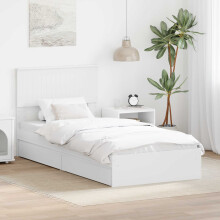 Berkfield Storage Bed with Headboard White 90 x 200 cm Engineered Wood