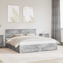 Berkfield Bed Frame Concrete Grey 200 x 200 cm Engineered Wood