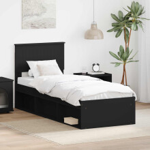 Berkfield Bed Frame with Headboard Black 75 x 190 cm Solid Pine Wood