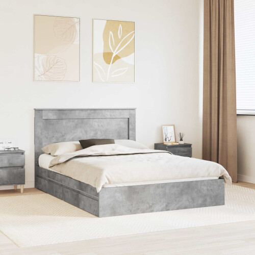 Berkfield Storage Bed Concrete Grey 150 x 200 cm Engineered Wood