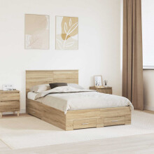 Berkfield Bed Frame with Drawer Sonoma Oak 135 x 190 cm Engineered Wood