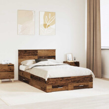 Berkfield Bed Frame with Headboard Old Wood 120 x 190 cm Engineered Wood